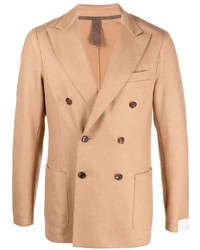 Мужской светло-коричневый шерстяной двубортный пиджак от Eleventy