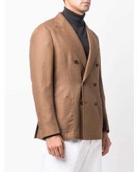 Мужской светло-коричневый шерстяной двубортный пиджак от Bagnoli Sartoria Napoli