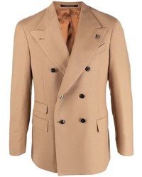 Мужской светло-коричневый шерстяной двубортный пиджак от Gabriele Pasini