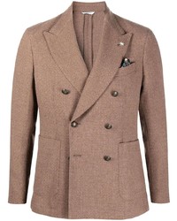 Мужской светло-коричневый шерстяной двубортный пиджак от Manuel Ritz