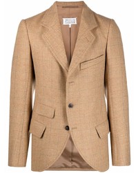Мужской светло-коричневый шерстяной пиджак в клетку от Maison Margiela