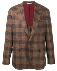 Мужской светло-коричневый шерстяной пиджак в шотландскую клетку от Brunello Cucinelli