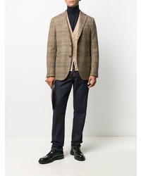 Мужской светло-коричневый шерстяной пиджак в шотландскую клетку от Etro