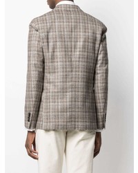 Мужской светло-коричневый шерстяной пиджак в шотландскую клетку от Lardini