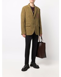 Мужской светло-коричневый шерстяной пиджак в шотландскую клетку от Uma Wang