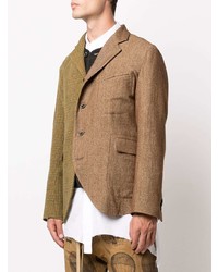 Мужской светло-коричневый шерстяной пиджак в шотландскую клетку от Uma Wang