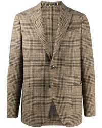 Мужской светло-коричневый шерстяной пиджак в шотландскую клетку от Etro