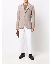 Мужской светло-коричневый шерстяной пиджак с узором "в ёлочку" от Lardini