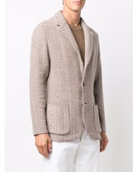 Мужской светло-коричневый шерстяной пиджак с узором "в ёлочку" от Lardini