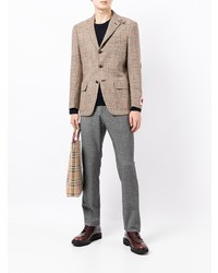 Мужской светло-коричневый шерстяной пиджак с узором "гусиные лапки" от Man On The Boon.
