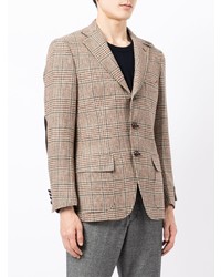 Мужской светло-коричневый шерстяной пиджак с узором "гусиные лапки" от Man On The Boon.