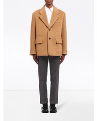 Мужской светло-коричневый шерстяной пиджак от Prada