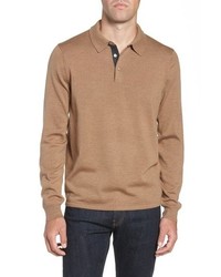 Светло-коричневый шерстяной свитер с воротником поло
