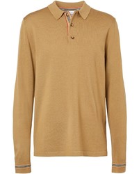 Мужской светло-коричневый шерстяной свитер с воротником поло от Burberry