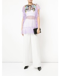 Светло-фиолетовая блуза с коротким рукавом с цветочным принтом от Romance Was Born