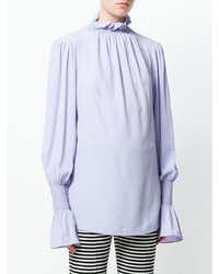 Светло-фиолетовая блузка с длинным рукавом с рюшами от Erika Cavallini