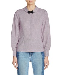 Светло-фиолетовая блузка с принтом