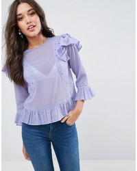 Светло-фиолетовая блузка с рюшами от Asos
