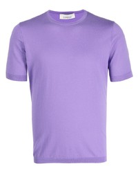 Мужская светло-фиолетовая вязаная футболка с круглым вырезом от Laneus