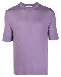 Мужская светло-фиолетовая вязаная футболка с круглым вырезом от PT TORINO
