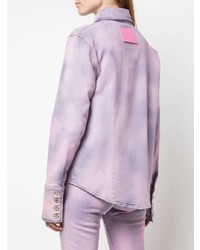 Женская светло-фиолетовая джинсовая рубашка c принтом тай-дай от MSGM