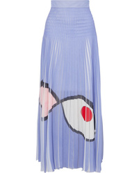 Светло-фиолетовая длинная юбка с принтом