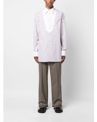 Мужская светло-фиолетовая классическая рубашка в вертикальную полоску от Wales Bonner