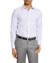 Светло-фиолетовая классическая рубашка в горошек