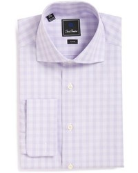 Светло-фиолетовая классическая рубашка в клетку