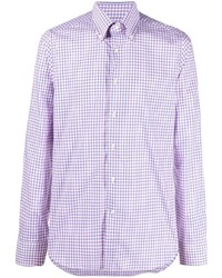 Мужская светло-фиолетовая классическая рубашка в клетку от Canali