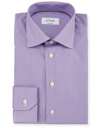 Светло-фиолетовая классическая рубашка в мелкую клетку