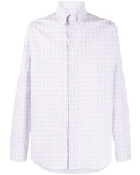 Мужская светло-фиолетовая классическая рубашка в мелкую клетку от Canali