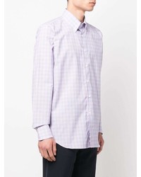 Мужская светло-фиолетовая классическая рубашка в мелкую клетку от Canali