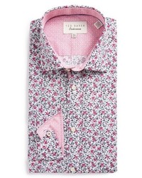 Светло-фиолетовая классическая рубашка с цветочным принтом