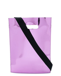 Светло-фиолетовая кожаная большая сумка от MM6 MAISON MARGIELA