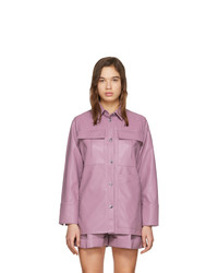 Светло-фиолетовая кожаная классическая рубашка