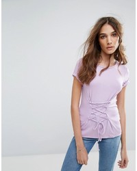 Женская светло-фиолетовая кружевная футболка от Miss Selfridge