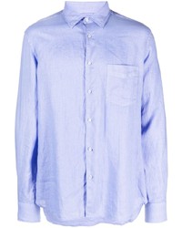 Мужская светло-фиолетовая льняная рубашка с длинным рукавом от Aspesi