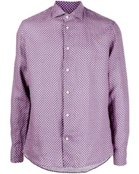 Мужская светло-фиолетовая льняная рубашка с длинным рукавом от Drumohr