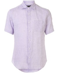 Мужская светло-фиолетовая льняная рубашка с коротким рукавом от D'urban