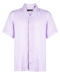 Мужская светло-фиолетовая льняная рубашка с коротким рукавом от Lardini