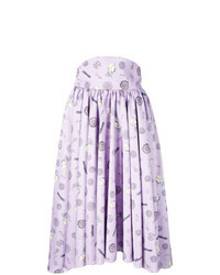 Светло-фиолетовая пышная юбка с принтом