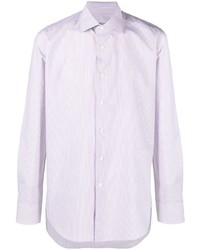 Мужская светло-фиолетовая рубашка с длинным рукавом в вертикальную полоску от Canali