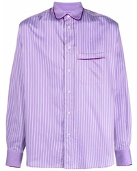 Мужская светло-фиолетовая рубашка с длинным рукавом в вертикальную полоску от Etro