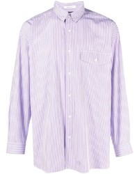 Мужская светло-фиолетовая рубашка с длинным рукавом в вертикальную полоску от J.Press