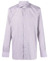 Мужская светло-фиолетовая рубашка с длинным рукавом в вертикальную полоску от Zegna