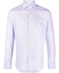 Мужская светло-фиолетовая рубашка с длинным рукавом в горошек от Canali