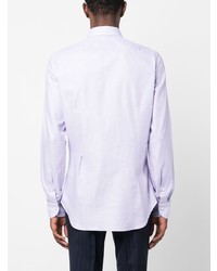 Мужская светло-фиолетовая рубашка с длинным рукавом в горошек от Canali