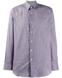 Мужская светло-фиолетовая рубашка с длинным рукавом в клетку от Brioni