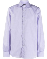 Мужская светло-фиолетовая рубашка с длинным рукавом в клетку от Corneliani